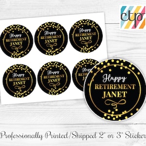 Personalized Glossy Retirement Party Favor Labels - Retirement Stickers, Gift Tags