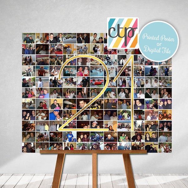 Personalized 21st Birthday Gift, Number Photo Collage, 21st Party Decoration, Picture Collage, Custom Made from your Photographs!