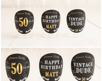 50th Birthday Party Cups, Beer Cups, Wine Glass, Milestone Birthday Decorations, Vintage Dude, Adult Birthday Party Decor