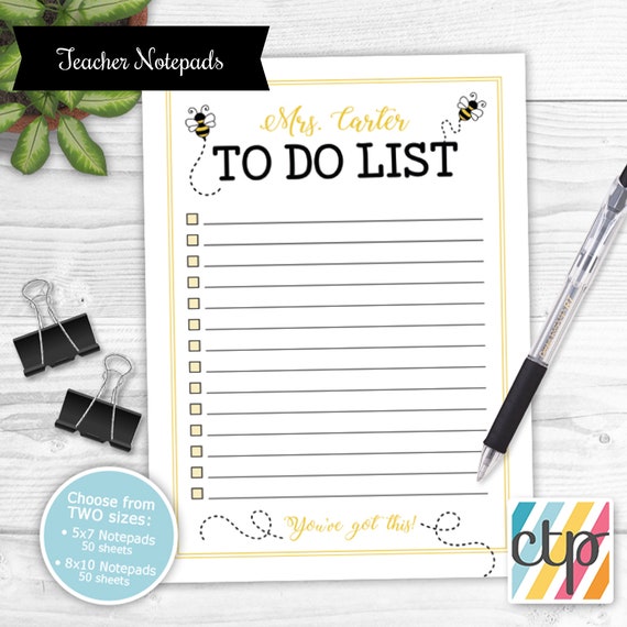 Teacher Notepad, Teacher Appreciation Gift, Bumblebee Notepad, Personalized Notes, Bee Lover, Bee Kind, Il_570xn