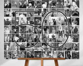 Personalized 50th Birthday Gift, Number Photo Collage, 50th Party Decoration, Picture Collage, Custom Made from your Photographs!