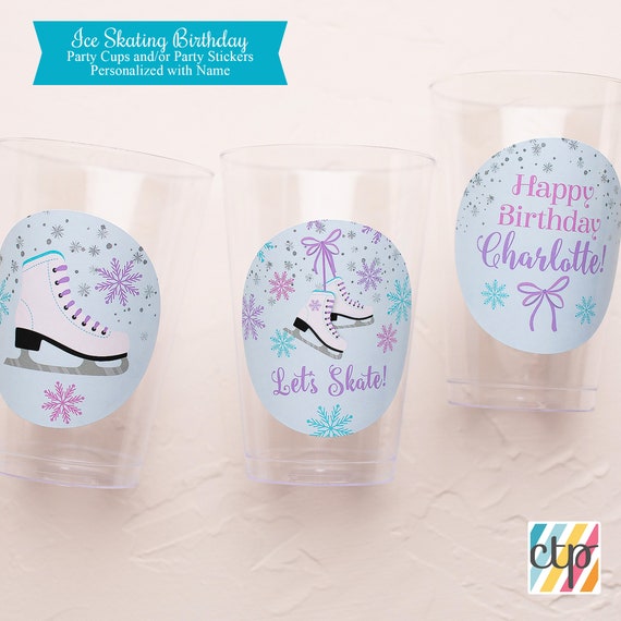 GIRL ICE SKATING Birthday Party Decorations, Hot Cocoa Cups, Hot Chocolate Cups