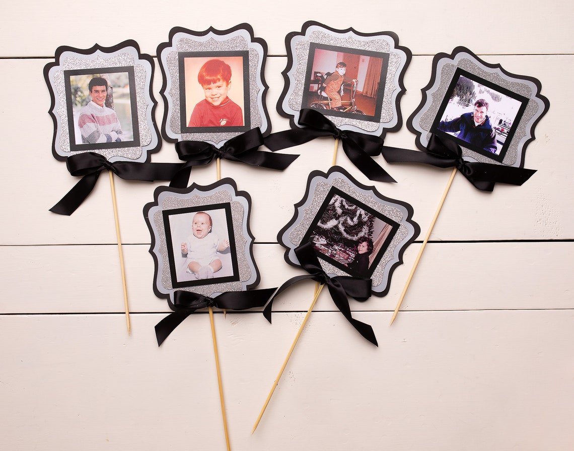 Birthday Photo Centerpiece Sticks Milestone Birthday Etsy