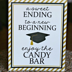 GRADUATION CANDY BUFFET, Candy Bar Sign, Grad Candy Bar, Graduation Food Labels, Graduation Supplies, Class of 2024, Black and Gold