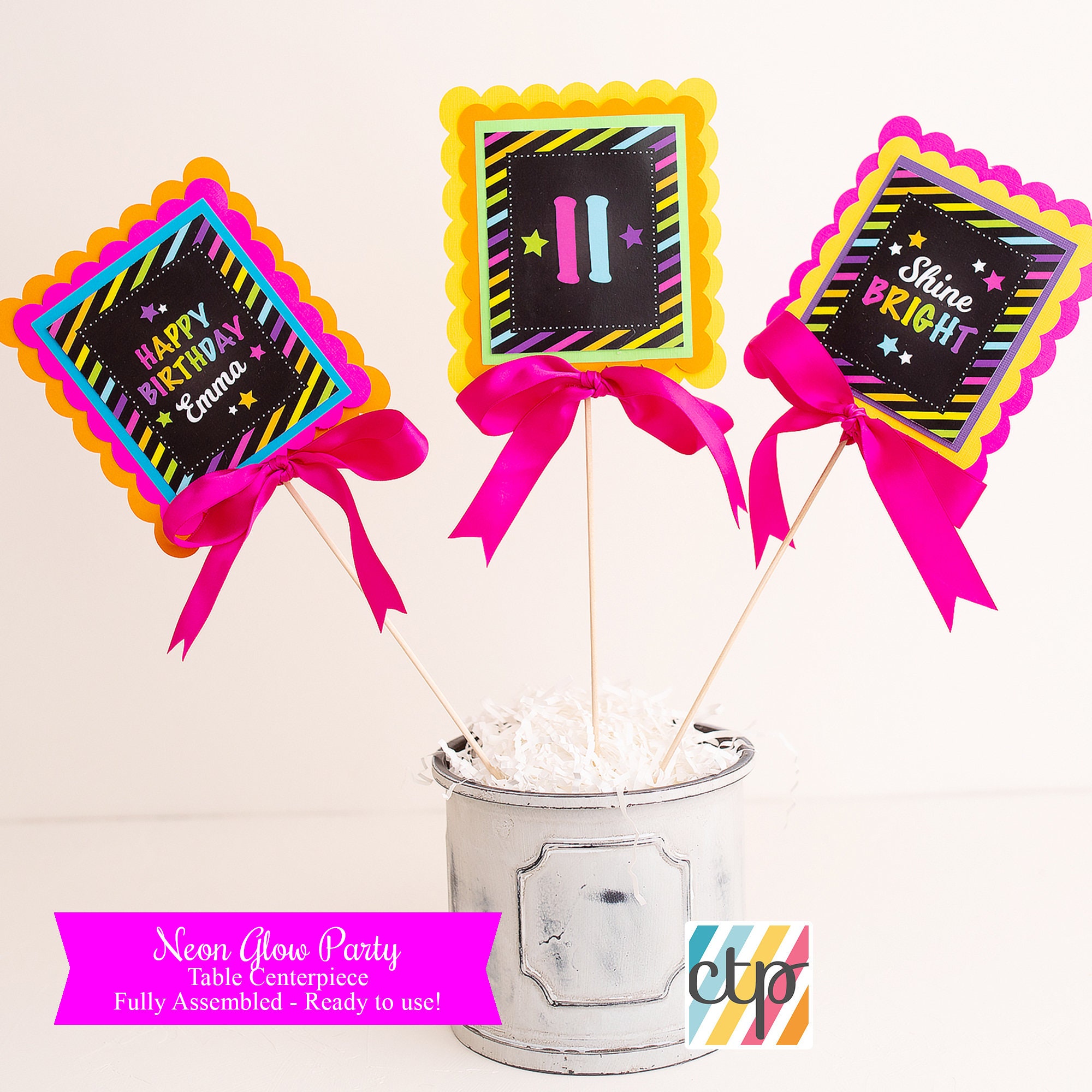 Centerpieces Table Centerpiece Birthday Decorations Glow in the Dark Party Girl