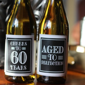 60TH BIRTHDAY PARTY Wine Labels, Masculine Birthday Party Decorations. Milestone Birthday Party,Cheers to 60 Years,Wine Favor,Any Age. image 3