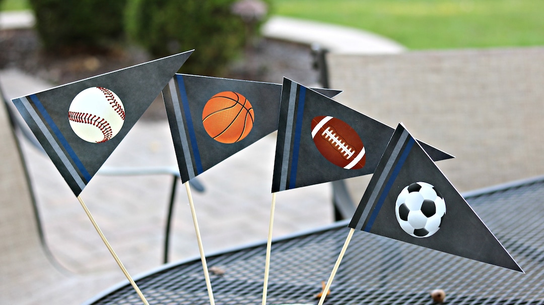 BOY SPORTS THEME Birthday Centerpiece Sticks, All Sports Party