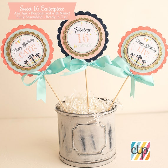 Sweet 16 Centerpieces, Table Centerpiece, Birthday Decorations, Sweet Sixteen Birthday Party