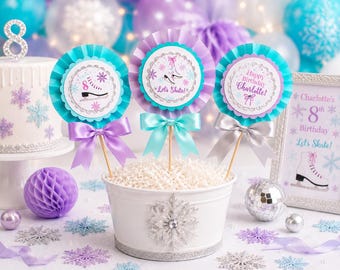 Ice Skating Centerpieces, Personalized Table Decor, Figure Skate Party Decorations
