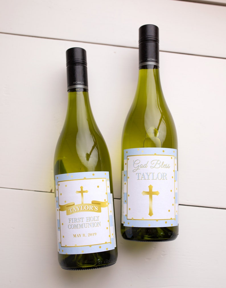 Wine Bottle Stickers Wine Labels First Communion Decoration Etsy