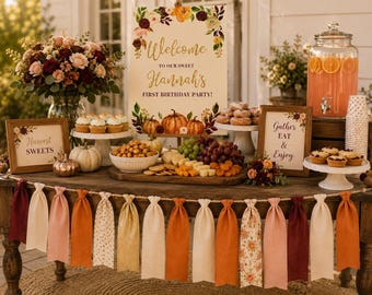 Little Pumpkin Fabric Garland | Fall Birthday Table Decor | First Birthday Garland