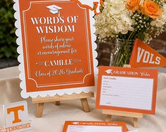 Graduation Words of Wisdom Sign & Advice Cards | Personalized Grad Party Decor