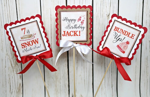 Boy Winter Birthday, Centerpiece Sticks, Sledding Birthday, Winter Wonderland Party Decor Il_570xn