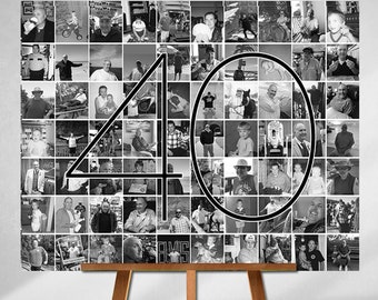 Personalized 40th Birthday Gift, Number Photo Collage, 40th Party Decoration, Picture Collage, Custom Made from your Photographs!
