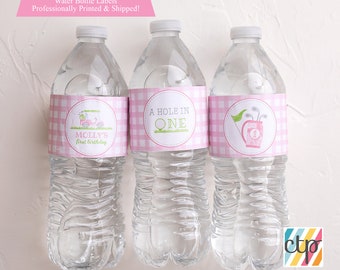 Custom Water Bottle Labels, Golf Party, 1st Birthday, Daughter,