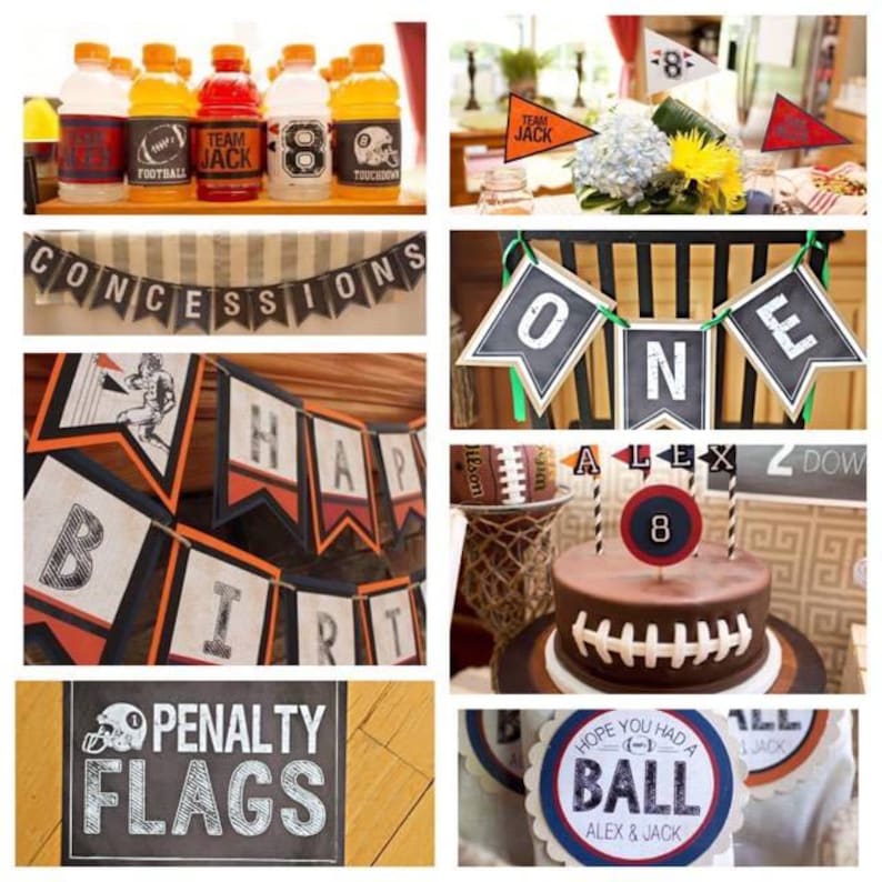 BOY SPORTS THEME, Football Birthday Party Decor, Penalty Flags Label, Football decoration, Sports Birthday Decor, Chalkboard Sign image 3