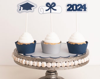 Graduation Cupcake Toppers, Graduation Party Decorations, Class of 2024, Daughter Graduation, You Choose Colors!