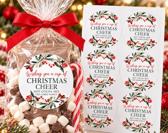 Personalized Hot Cocoa Stickers for Christmas Gifts, Neighbor and Teacher Treat Labels