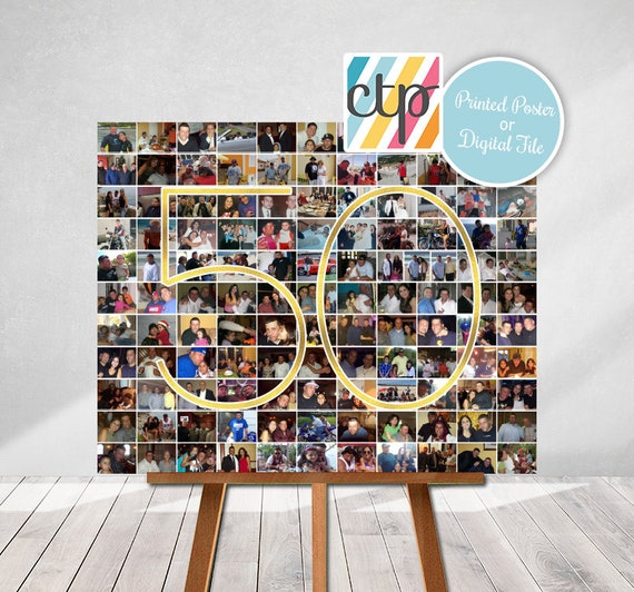 Personalized 50th Birthday Gift, Number Photo Collage, 50th Party Decoration, Picture Collage, Custom Made from your Photographs! Il_570xn