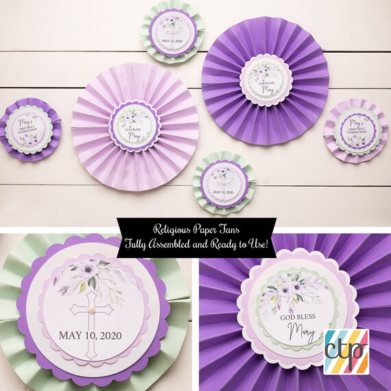 Paper Fans, Backdrop, First Communion Decoration, Daughter Il_570xn