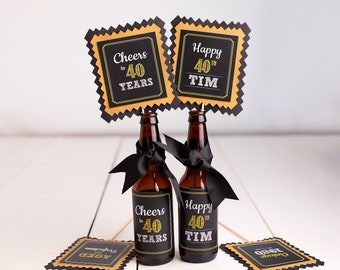 40th Birthday Centerpiece, Beer Centerpiece, Centerpiece Sticks, 40th Birthday Party Decorations, Cheers to 40 Years