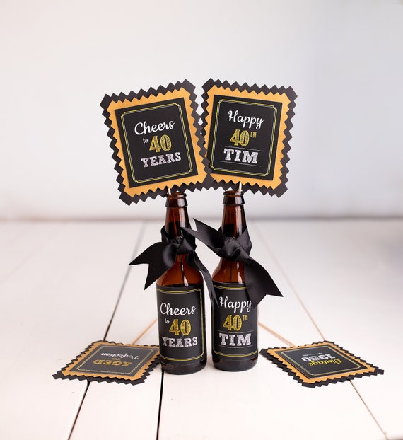 40th Birthday Centerpiece, Beer Centerpiece, Centerpiece Sticks, 40th Birthday Party Decorations, Cheers to 40 Years Il_570xn