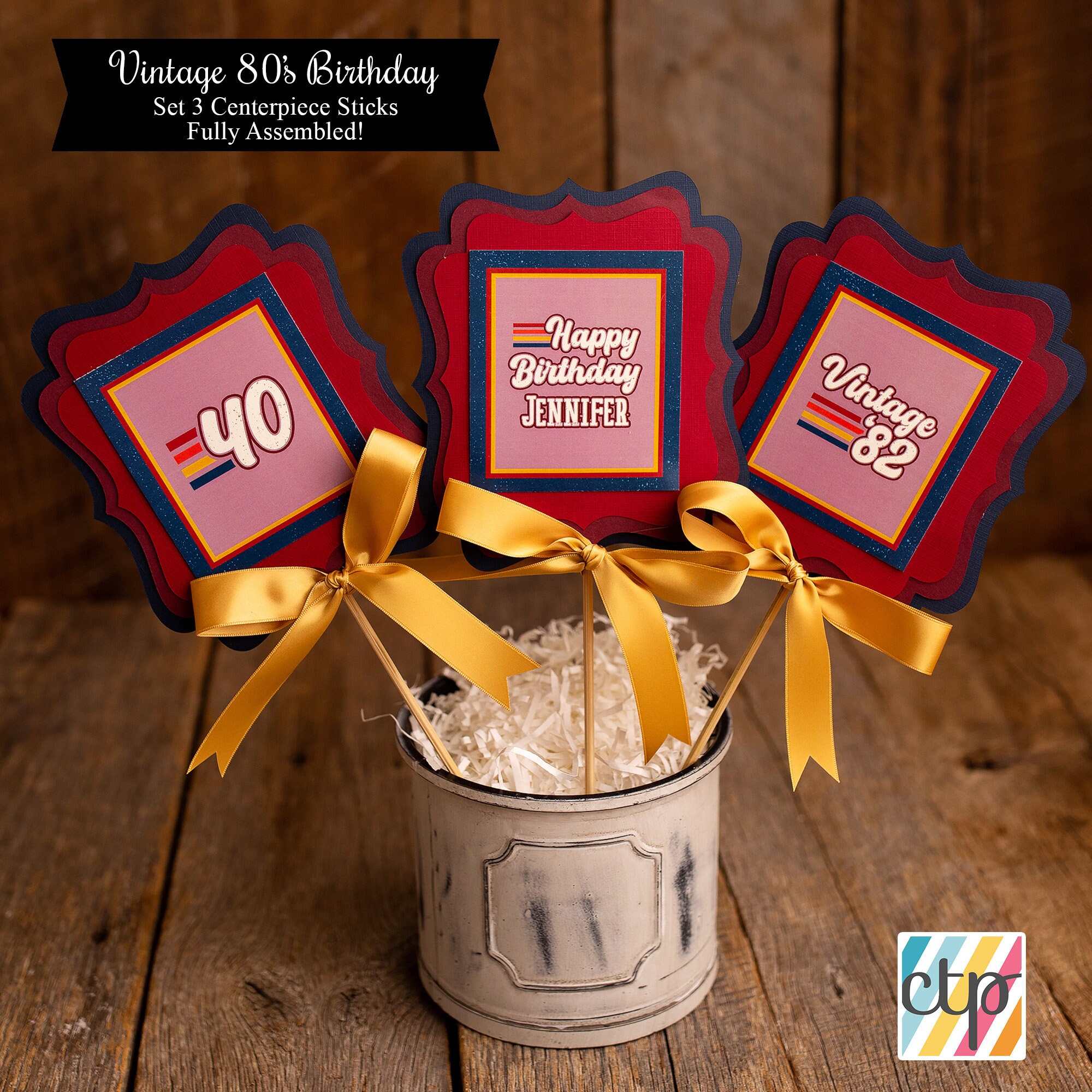 40th Birthday Centerpiece Centerpiece Sticks Vintage 80s 40th Birthday Party Decorations