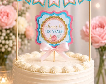 Personalized 100th Celebration Topper | Custom Name Party Decor | Cheers to a Century