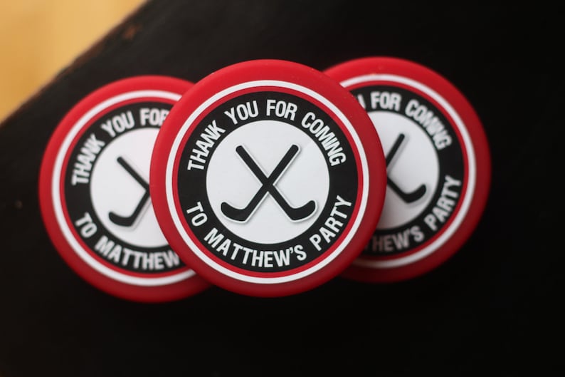 HOCKEY PUCK FAVOR Stickers Boy Hockey Birthday Party Favor Etsy