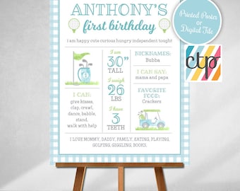 Golf 1st Birthday, Favorite Things Sign, 1st Birthday Chalkboard, First Year Stats, Boy First Birthday