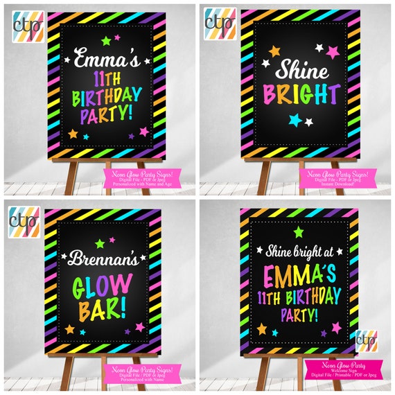 Printable, Digital Download, Neon Sign, Birthday Decorations, Glow in the Dark Party, Daughter, Il_570xn