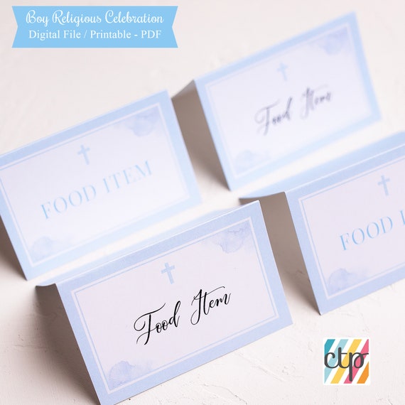 Printable, Digital Download, Food Labels, Menu Cards, Baptism