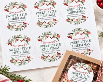 Personalized Christmas Fudge Stickers, Homemade Candy Gift Labels for Neighbors