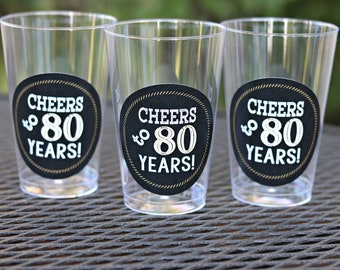 80TH BIRTHDAY PARTY Cups, Cheers to 80 Years, Beer Cups, Wine Glass, 80th Birthday Party Decorations, Black and Gold