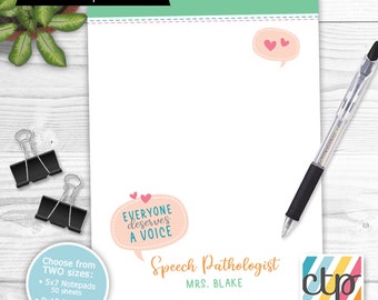 Speech Pathologist Notepad - SLP Gift - Personalized Teacher Notepad - Teacher gift - teacher notepad - personalized notepad