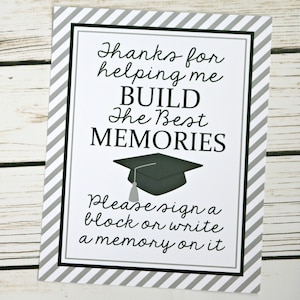 GRADUATION BLOCK SIGN, Jenga Sign, Building Memories, Graduation Supplies, Class of 2025, Black and Silver