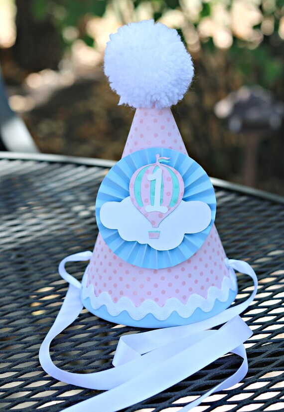 Hot Air Balloon Party Hat Birthday Hat Up Up And Away 1st Etsy
