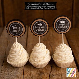 Graduation Cupcake Toppers, Graduation Party Decorations, Class of 2025, You Choose Colors!