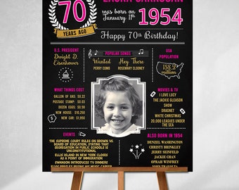 70th Birthday Sign, Born in 1954, Custom Sign, Birthday Gifts, Personalized Gift, Gifts for Mom,
