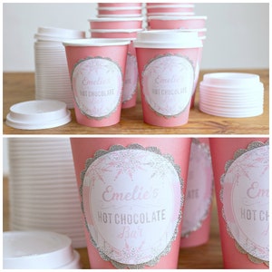 Hot Chocolate Bar, Hot Cocoa Cups, Winter Baby Shower, Winter ONEderland Girl Winter Party Insulated Cups Coffee Bar, Wonderland Baby Shower