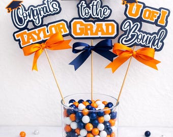 Graduation Celebration Centerpiece Sticks, Grad Table Décor, Set of 3, ANY School Colors!