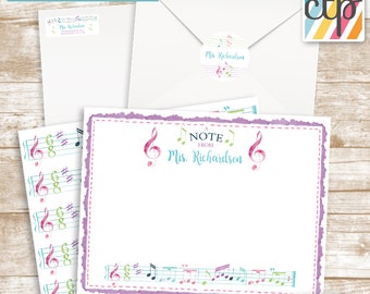 Personalized Stationery, Teacher Notepad, Teacher Appreciation Gift, Music Teacher Gift,