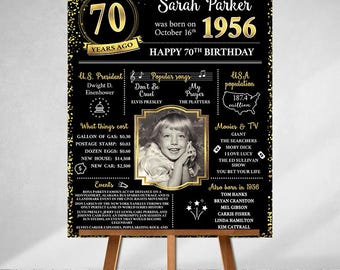 Póster impreso de 70 cumpleaños, regalo personalizado, año de nacimiento, nacido en 1956, años 70, regalo para mamá,