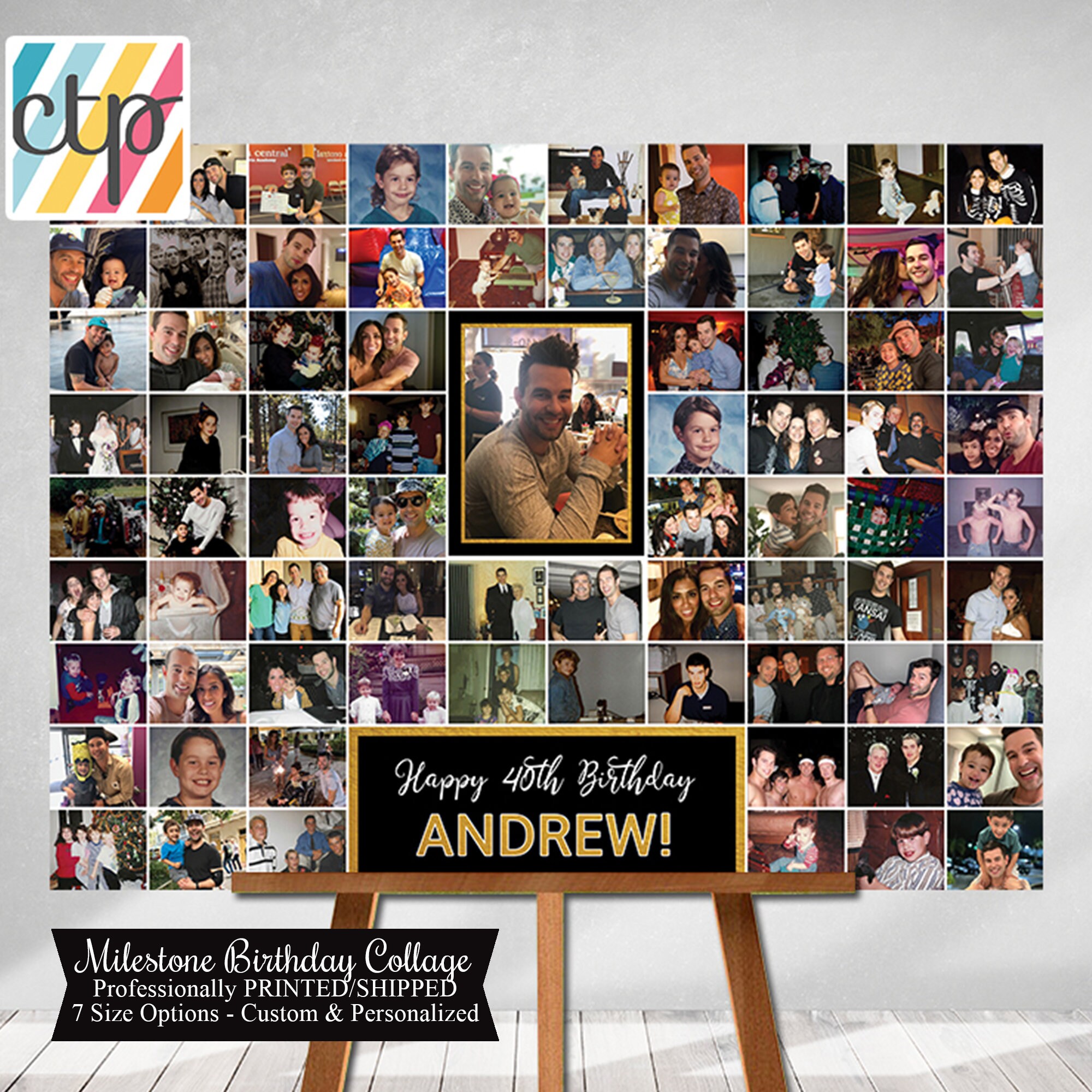 Personalized 40th Birthday Gift Number Photo Collage 40th Party