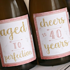 ROSE GOLD Women's Birthday Favor Tags Female Milestone Birthday 40th Party Decorations Gold Glitter 40th Party Decor Cheers to 40 Years image 7