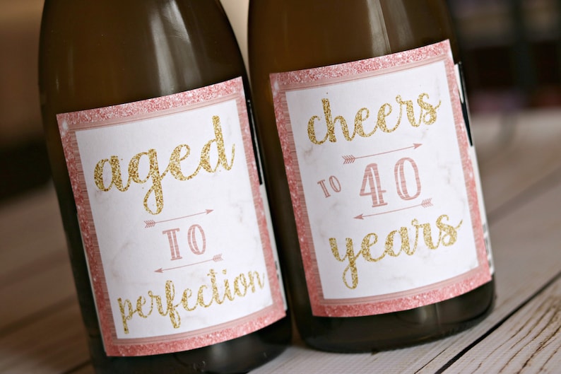 ROSE GOLD Women's Birthday Favor Tags Female Milestone Birthday 40th Party Decorations Gold Glitter 40th Party Decor Cheers to 40 Years image 7
