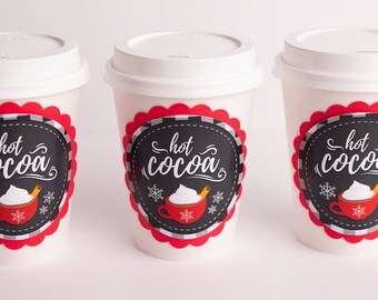 Cups, Hot Chocolate Bar, Hot Cocoa Decor, Holiday Party, Kids,