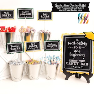 Graduation Candy Labels, Graduation Party Decor, Grad Candy Bar, Graduation 2025 Decorations, Sweets Table Candy Buffet, Choose Your Colors!
