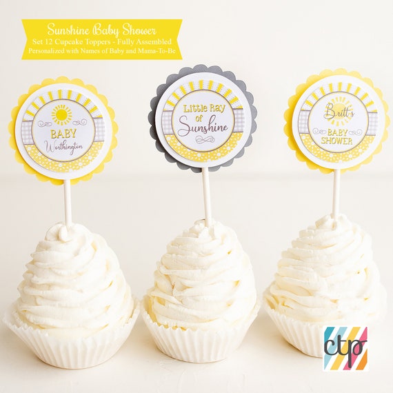 Sunshine Baby Shower Sunshine Cupcake Toppers Baby Shower Etsy