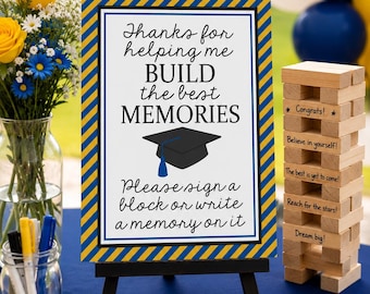 Graduation Jenga Guest Book Alternative, Memory Block Table Decor, Class of 2026
